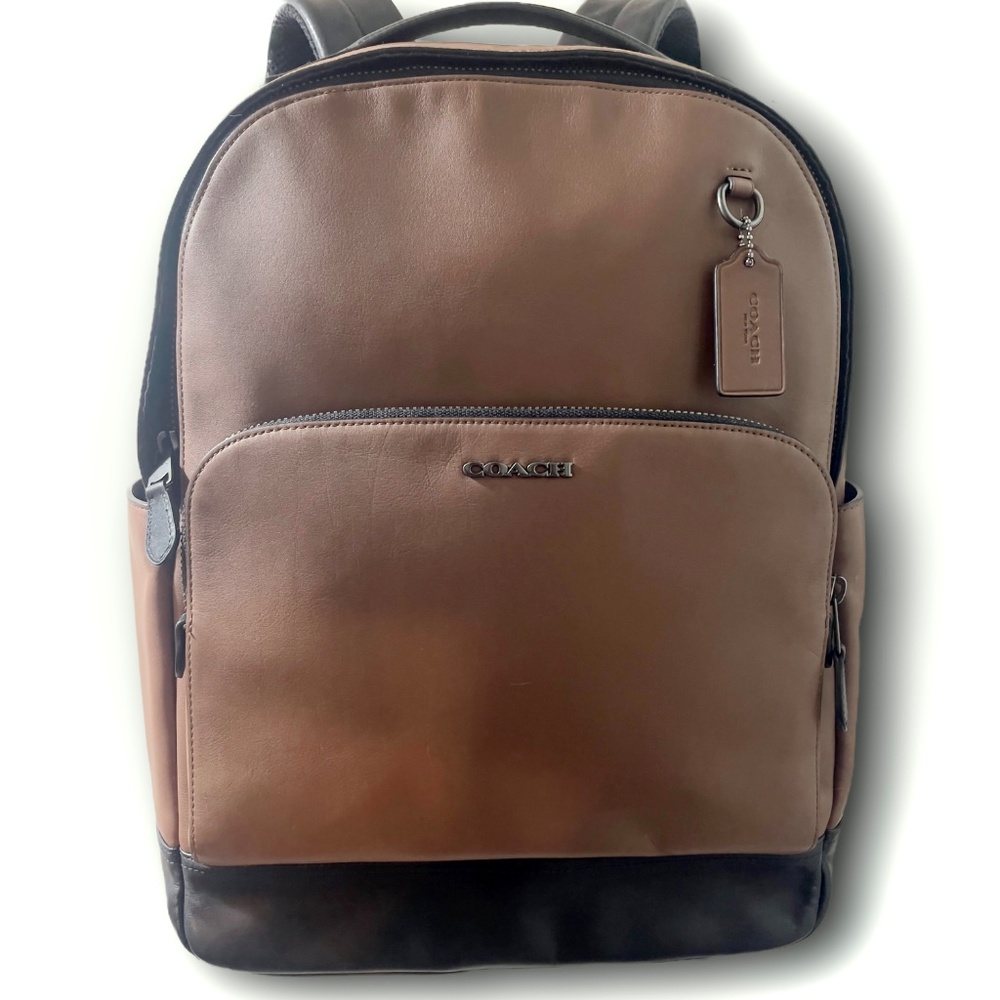 Coach Graham Backpack in Gunmetal/Saddle